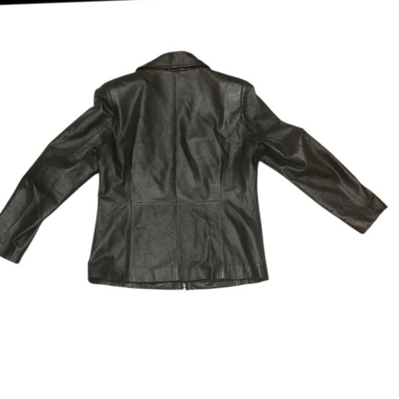 AR Leather Jacket Full Zip Black Collared Outerwear Coat‎ Size M - Picture 5 of 9